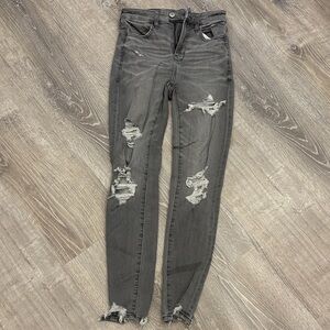 American Eagle Distressed Gray Skinny Jeans